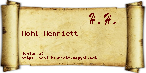 Hohl Henriett névjegykártya